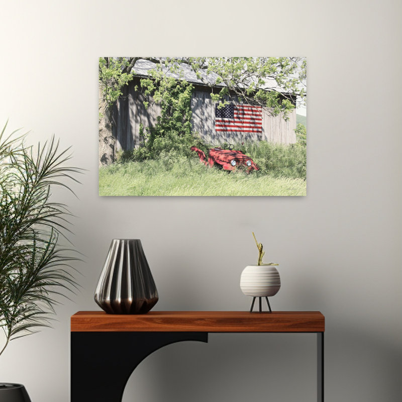 Topless Jeep, art abstrait contemporain, paysage, H 16 po x l 24 po