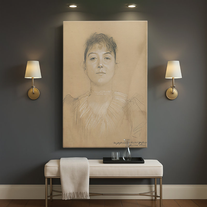 Portrait d'une femme (Porträt einer Frau) - Toile tendue avec châssis par Gustav Klimt, 32 x 48