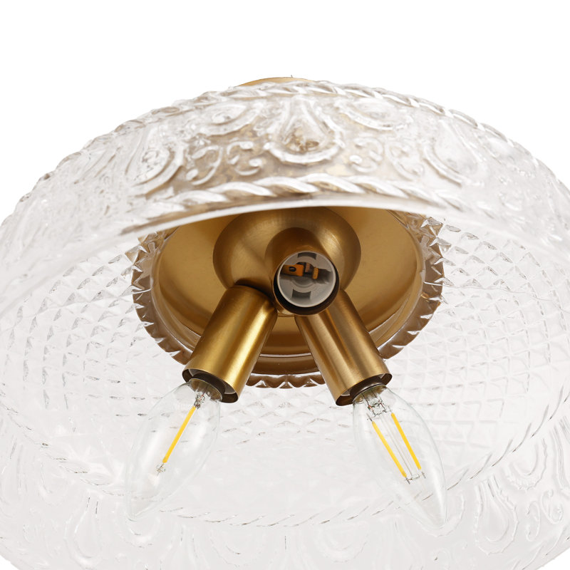 3 - Light Crystal Chandelier Semi Flush Mount Ceiling Lighting, Gold