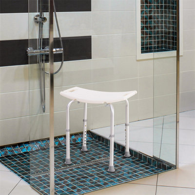 Plastic Non-Slip Portable Bathroom Stool White