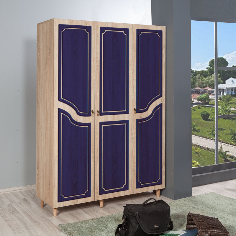 Rummel 3 Door Manufactured Wood Wardrobe, Blue
