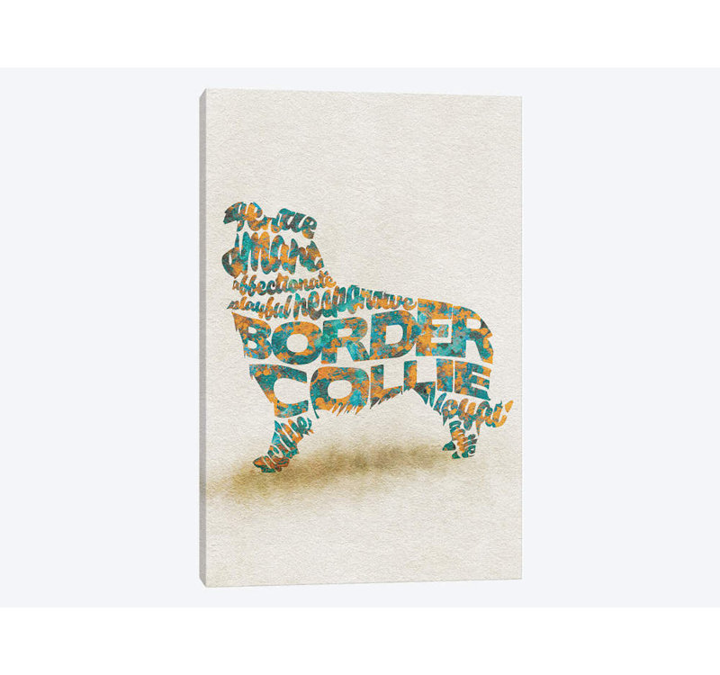 Border collie par Ayse Deniz Akerman - estampe numérique sur toile tendue avec châssis, H 40 po x l 26 po x P 1,5 po