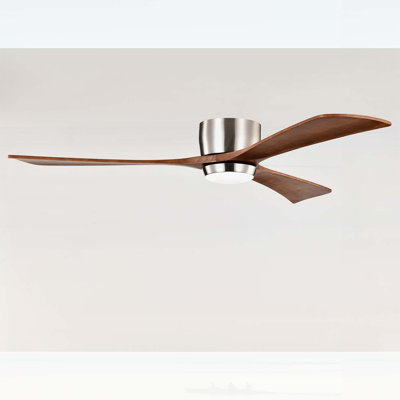 52-Inch Flush Mount Solid Wood Blades Ceiling Fan with Lights, Quiet DC Motor, 6 Speeds, Reversible for Indoor Use