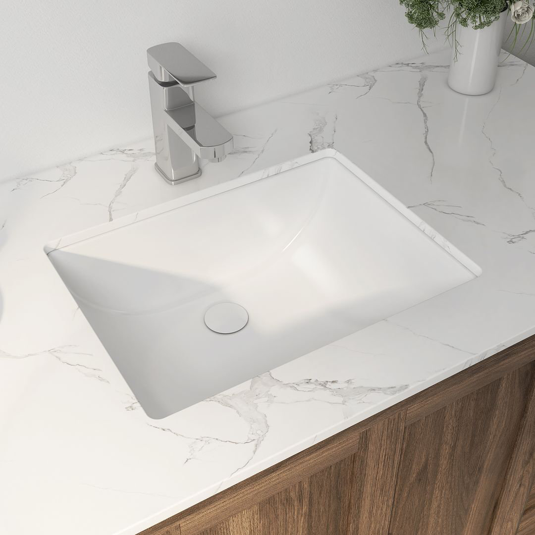 Denbigh 18" W x 13" D White Vitreous China Rectangular Undermount Bathroom Sink with Overflow Eridanus