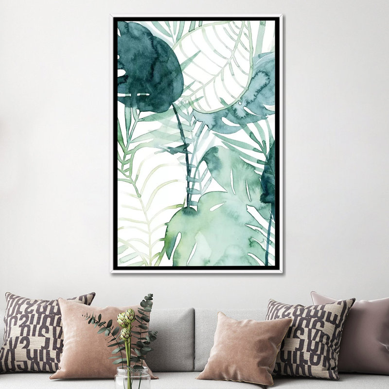 « Palm pieces II » par Grace Popp-impression d’art graphique, H 60 po x l 40po x P 1,5 po, Toile blanche encadrée
