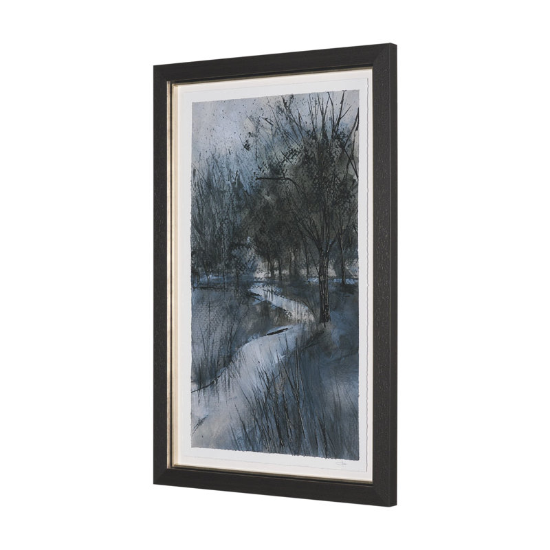 «Harine and Willows II» par Studio, œuvre d'art encadrée texturée matte sous verre, Brook and Willows II