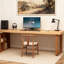 Bureau brun en bois massif en forme de L-1789262384-1789262390