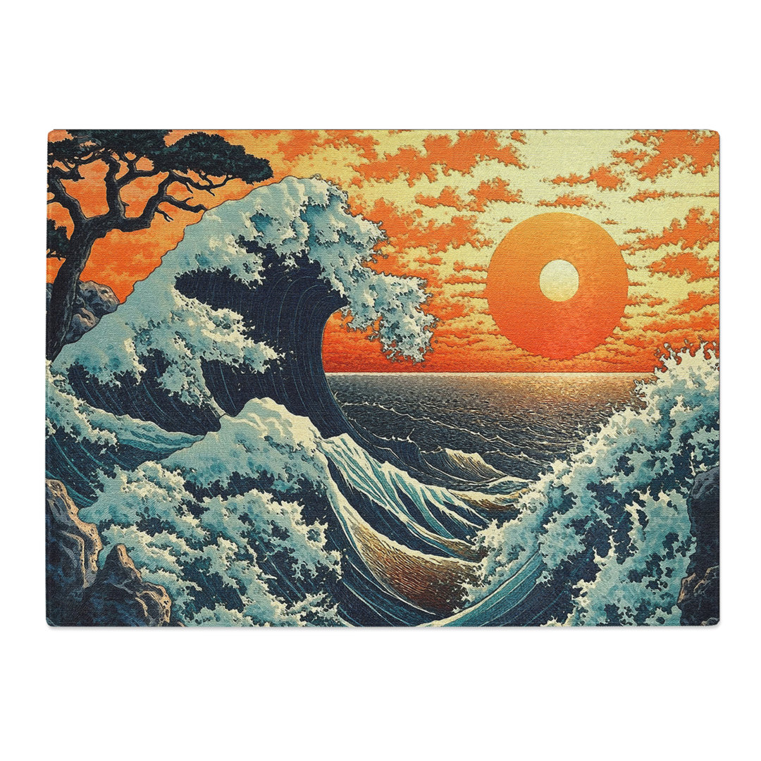 Sunset Wave Japanese  Glass Chopping Board