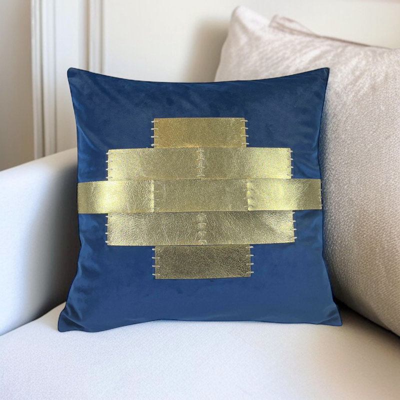 Housse de coussin en velours bleu marine