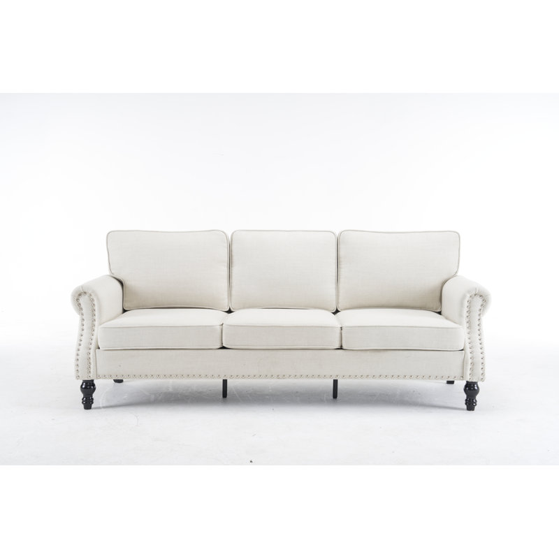 Alcott Hill® 82.68'' W 3-Seat Sofa, Beige Polyester