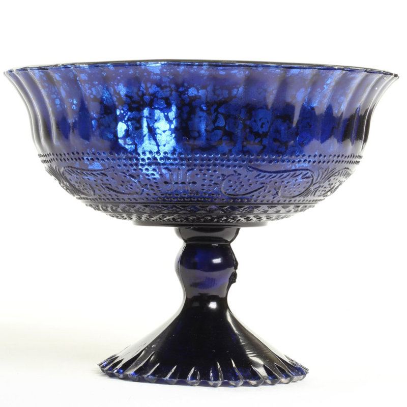 vase de table de plancher en verre highgate bol Spohn, H 6,75 po x l 8 po, Bleu marine
