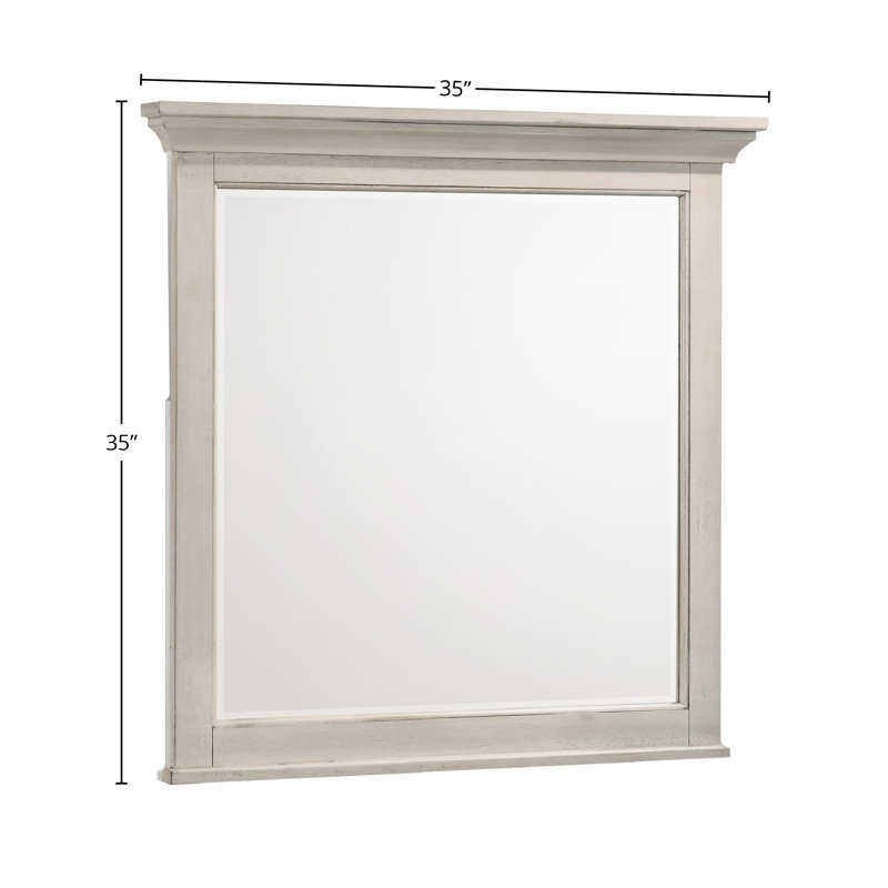 Miroir biseauté pour commode Bletsoe, Blanc rustique, 35 po x 35 po