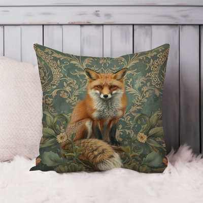 Animals William Morris Fox Pattern XI Cottage Throw Pillow Cover