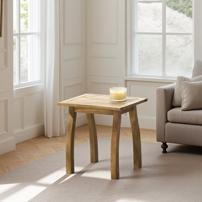 Table de bout rectangulaire en bois d'acacia en polyuréthane, table de bout rectangulaire résistante aux intempéries pour patio