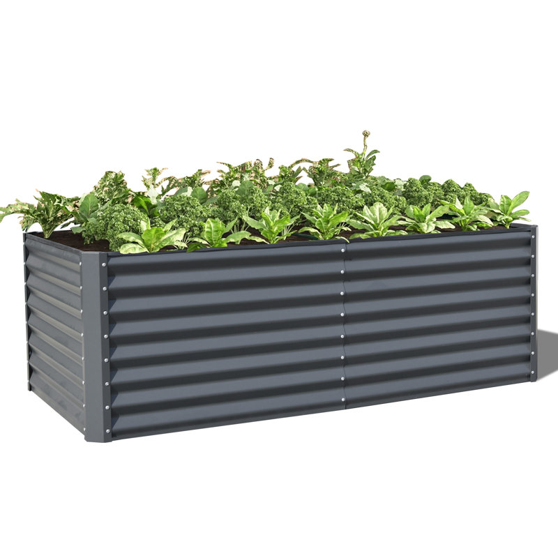 Lit de jardin surélevé en métal Sacia, Gris, H 23,62 po x l 70,87 po x P 35,43 po