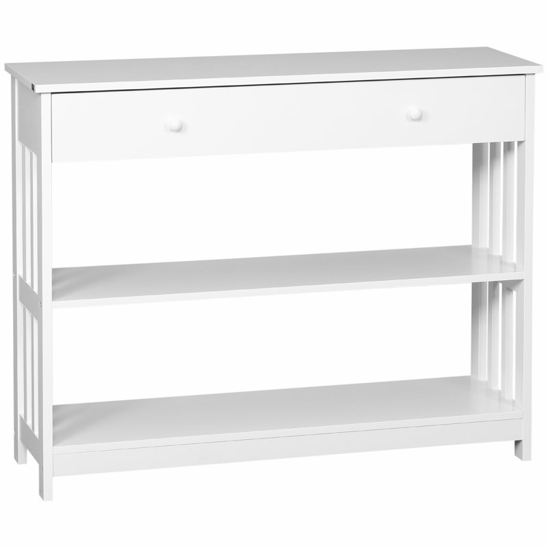 Versatile Console Hallway Table With Extra Storage And Modern Appeal, White