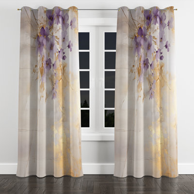 Rideau mauve et violet mauve avec ornements violets Meadow III - 1 panneau