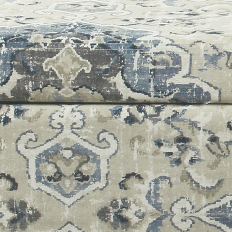 Banc de rangement rembourré Auerbach, Bleu et gris