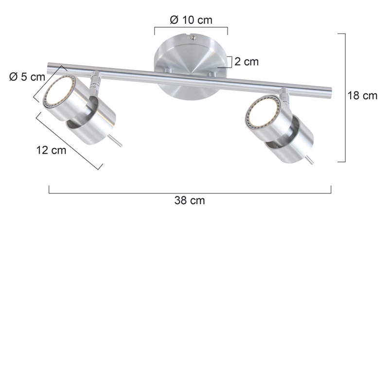 Joaquin 38cm 2 -Light Track Kit, Silver