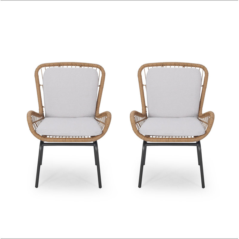 Ensemble de 2 chaises de patio avec coussins Mccaskill, Beige