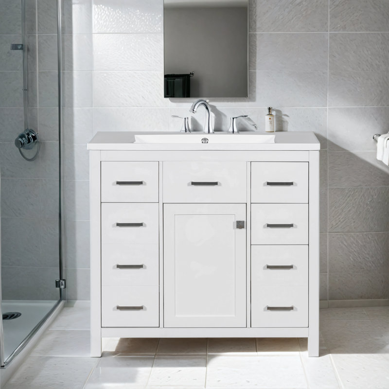 Meuble-lavabo simple 36 po avec plateau en résine Rikka