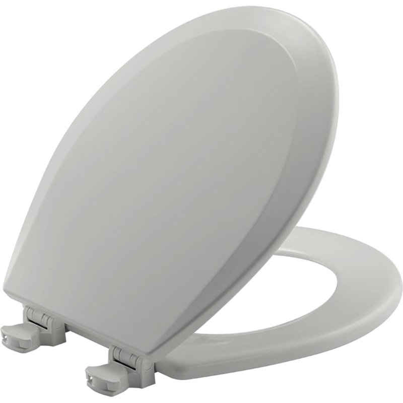 Siège de toilette Bemis 1500EC avec charnières faciles à nettoyer et à changer, bois durable, Coton blanc, Allongé