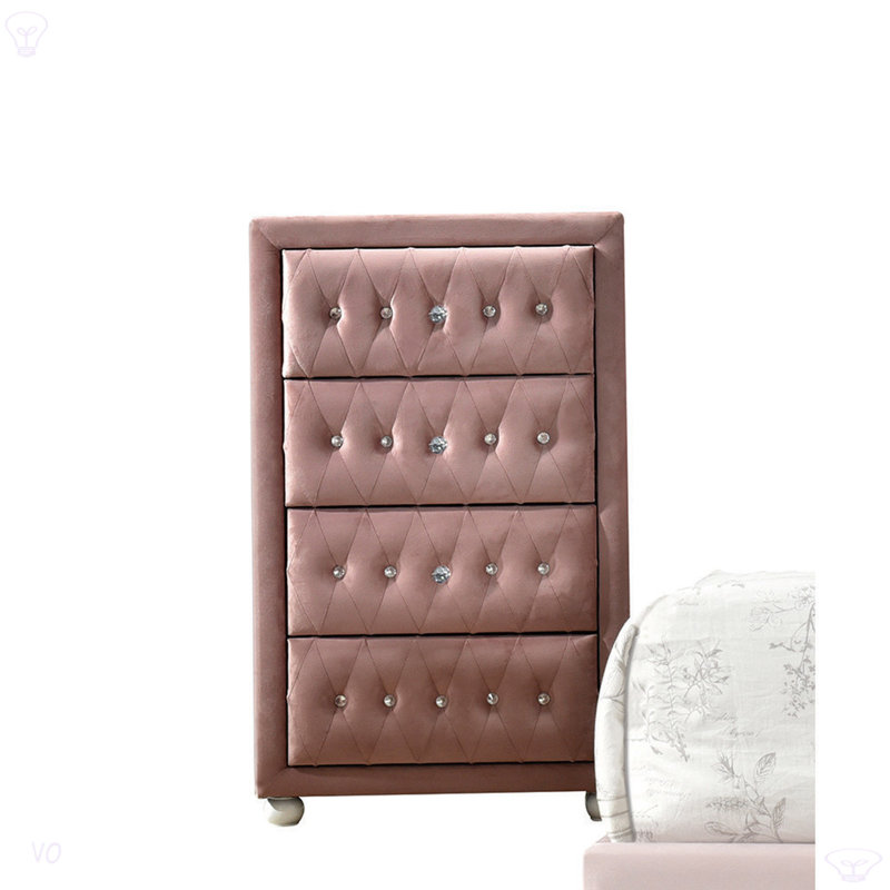 Commode en tissu rose Reggie, commode pour salle à manger, salon, chambre à coucher, couloir de cuisine