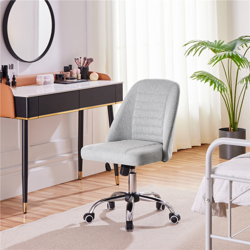 Modern Office Chair with Silver Chrome Base, Light Grey