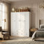 Armoire-penderie 4 portes de 150 cm de large avec 2 tringles, 5 tiroirs et 7 tablettes