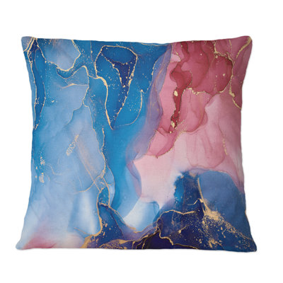 Bleu et mauve, luxe, abstrait, art fluide II - coussin décoratif moderne imprimé
