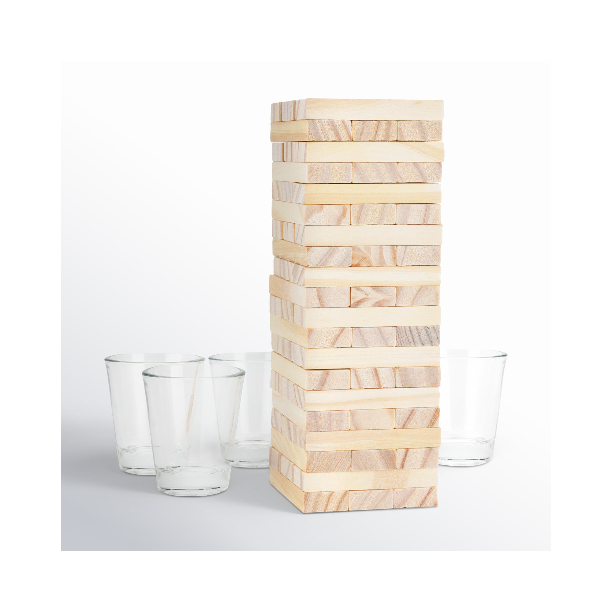 True Stack Stacking Blocks Drinking Game with Shot Glasses & Reviews ...