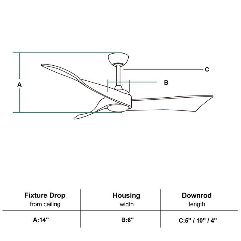 Kemp 52'' 3-Solid Wood Blade Modern Propeller Ceiling Fan with Remote Control and no Light, Brushed Nickel with Gray Blades