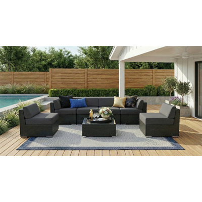6-Seater Outdoor Sectional with 6-inch Rainshield Cushions - No Assembly