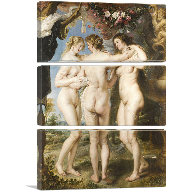 The Three Graces 1635 by Peter Paul Rubens - 3 Piece Wrapped Canvas Painting, 60" H x 40" W x 0.75" D