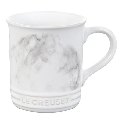 Le Creuset 14 Oz. Coffee Mug Stoneware Applique In Gray;white Marble