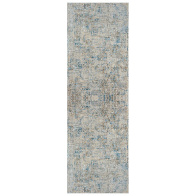 Govany Modern Abstract Two Million Point Blue/Gray Rug with High-Low Texture