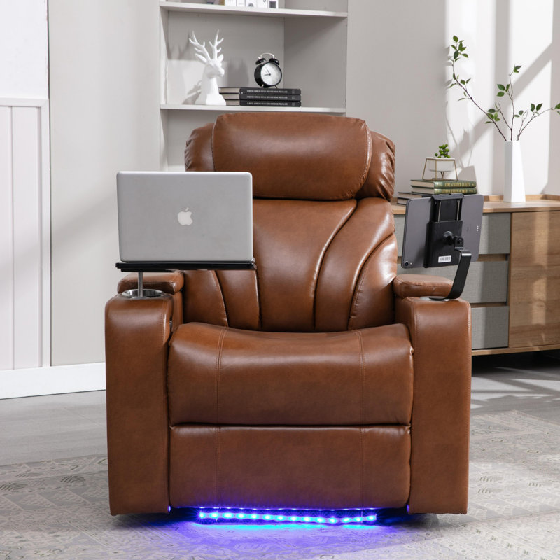 Fauteuil inclinable électrique Premium avec bras de rangement, porte-gobelets, plateau pivotant et support pour téléphone portable