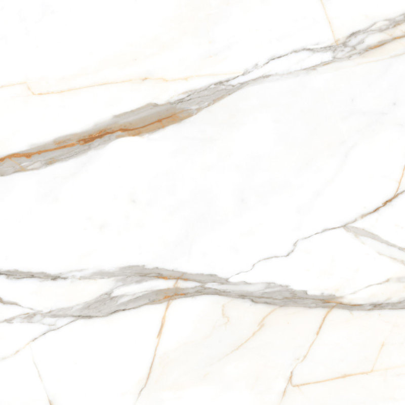 24" X 48" Porcelain Marble Look Wall & Floor Glossy White Tile Calacatta Gold