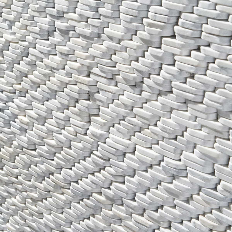 Nature Stacked Pram Gray Pebble Mosaic Tile, Carrara