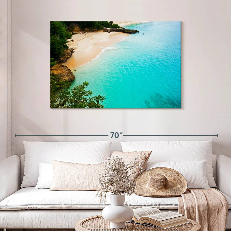 Gillard, plage de sable blanc, Anguilla, H 30 po x l 45 po