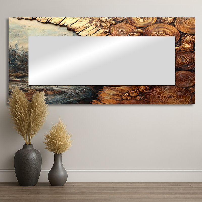 Daisies Flowers Forest Wooden Landscape II - Floral Decorative Mirror Wall Art - Printed On Metal, 28" x 60"