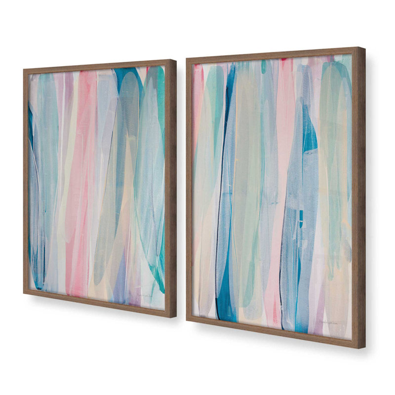 Go with the Flow - ensemble de 2 impressions, 48 po x 32 po, Impression encadrée, Noyer
