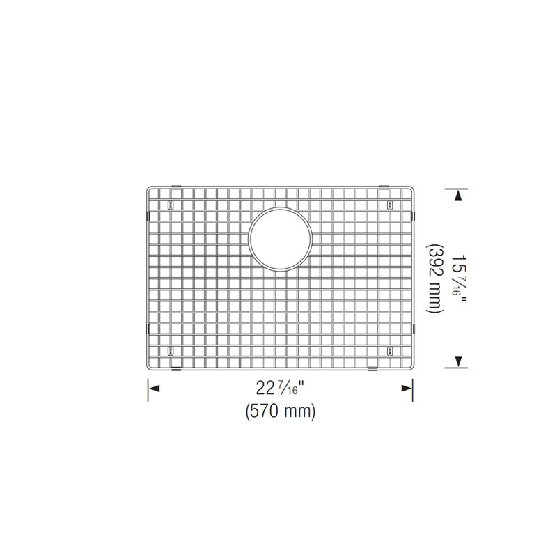 Grille inférieure en acier inoxydable pour éviers de précision 25 po