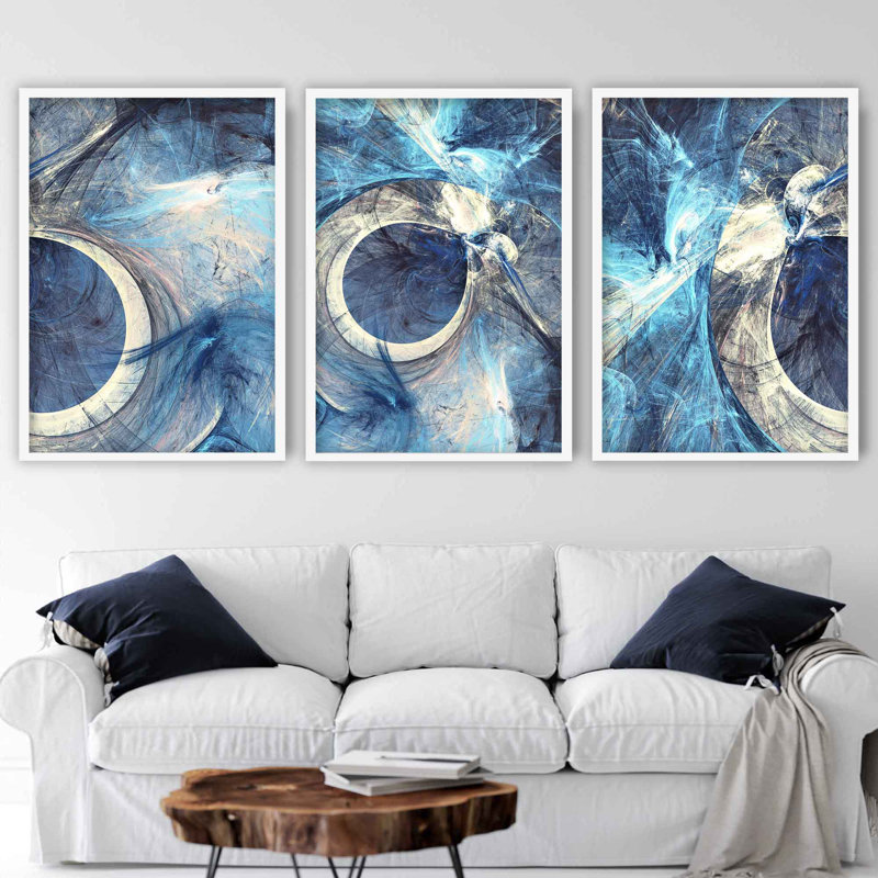 Summer Twlilight - 3 Piece Single Picture Frame Painting, White Framed, 73cm H x 53cm W 