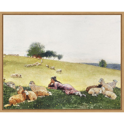 Homers Sheep Countryside II by Winslow Homer Framed Canvas Wall Art Print