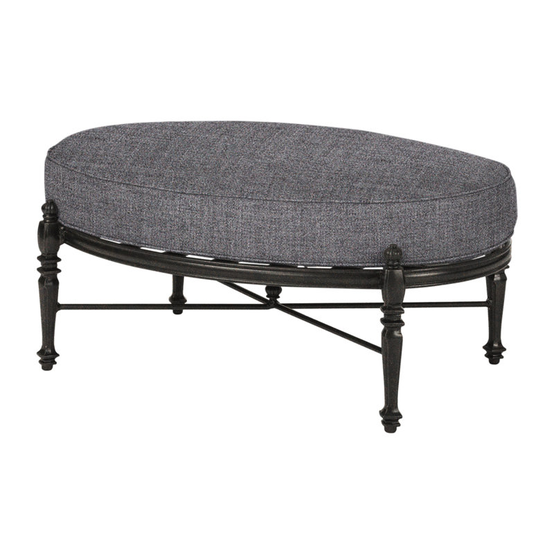 Grand Terrace Oval Ottoman with Sunbrella Cushions, Desert Bronze, Cast Slate Sunbrella® Plainweave