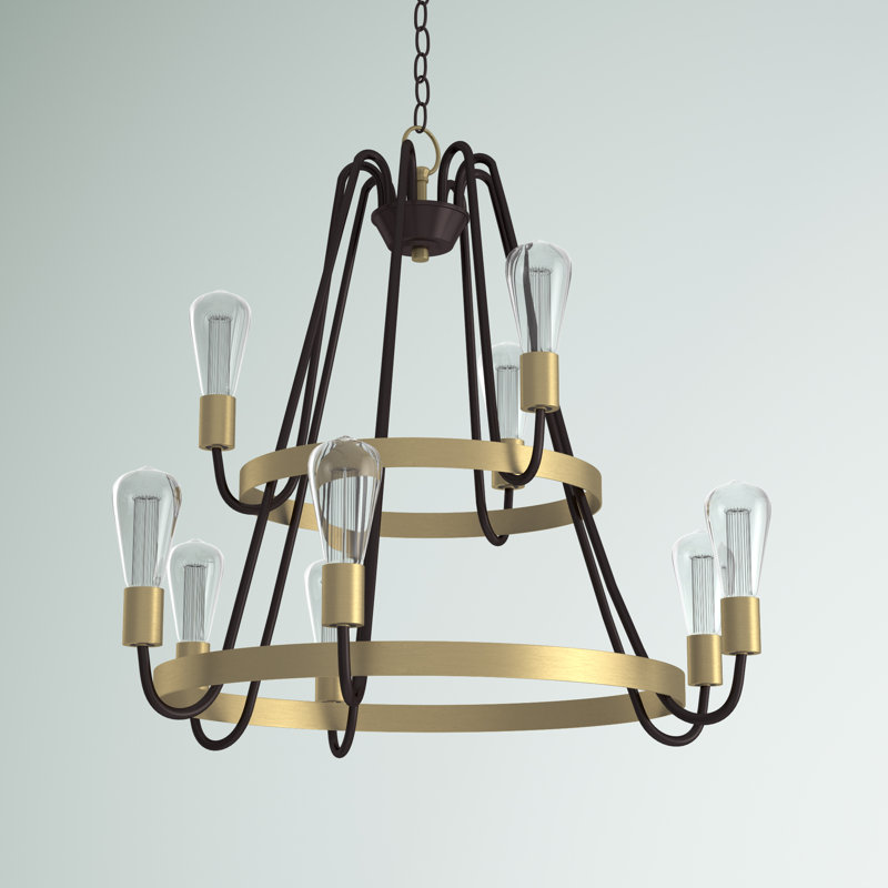 Alixe 9 - Light Dimmable Tiered Chandelier, Oil Rubbed Bronze/Antique Brass