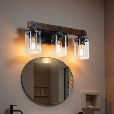 Kartell Bathroom Vanity Light – Modern Farmhouse Wall Sconce with Clear Glass Shades