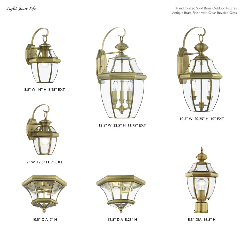 Alexavier Outdoor Flush Mount, Antique Brass, 7" H x 10.5" W x 10.5" D
