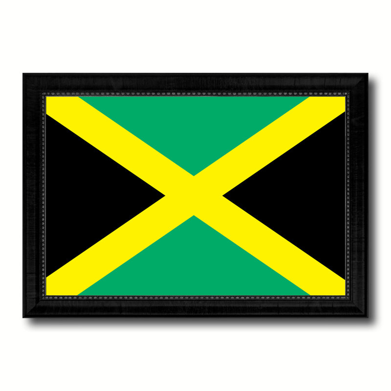 Impression sur toile encadrée « jamaica country flag », H 27 po x l 39 po x P 1 po, Encadrement noir